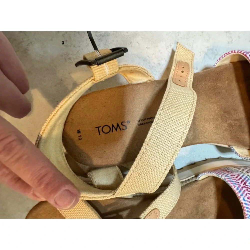 TOMS Women's Platform Wedge Espadrille Sandals Size 10 W Multi Color‎ Tribal